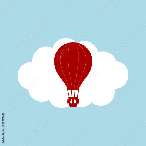 Hot air balloon icon flat illustration for graphic and web design isolated on blue background
