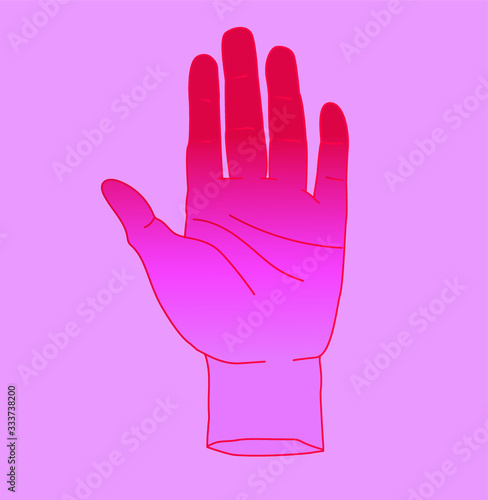 Hand drawn palm in simple line art style. Vector illustration for tattoo design or fashion print.