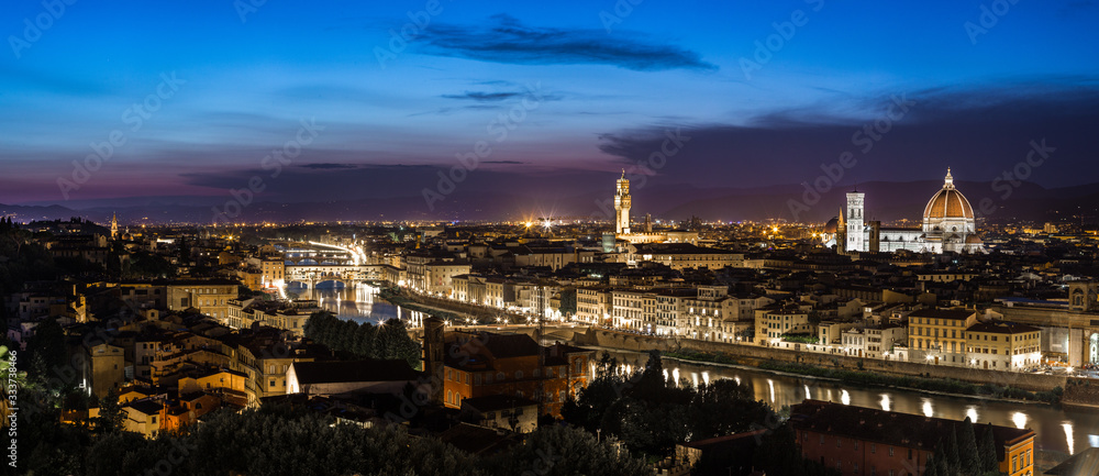 Firenze, panorama da Piazzale Michelangelo all'ora blu