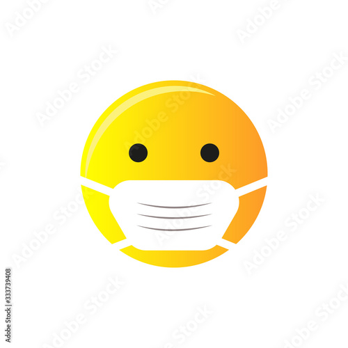 high quality 3d vector round Face with Medical Mask cartoon bubble emoticons for social media chat comment reactions, icon template emoji character message