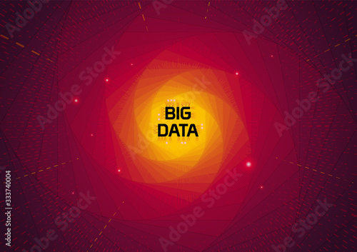 Futuristic Big Data Technology Concept Art and Visualization. Digiital Technology in the future inspire from million of data transfer with light speed to the Central Processing Unit.