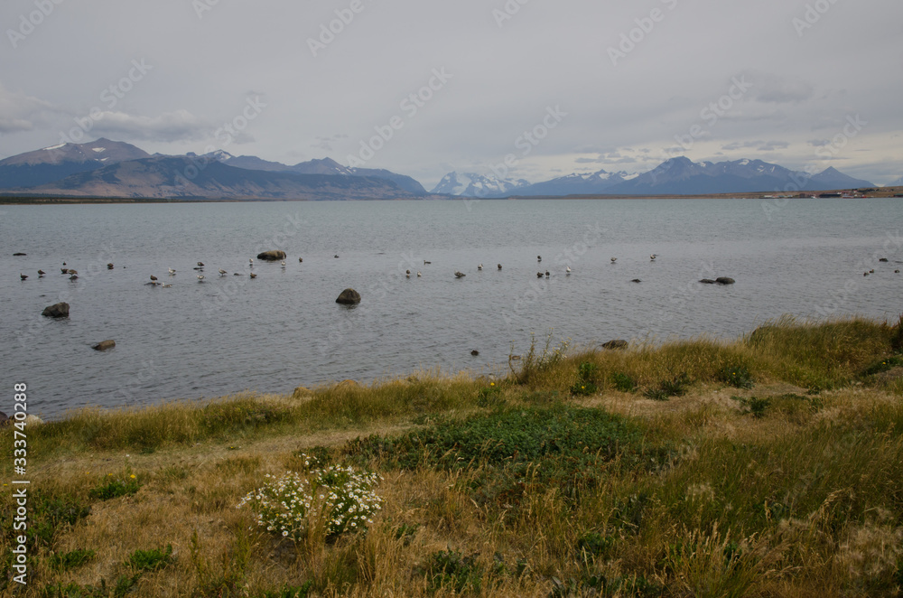 Seascape in the Ultima Esperanza Inlet from Puerto Natales.