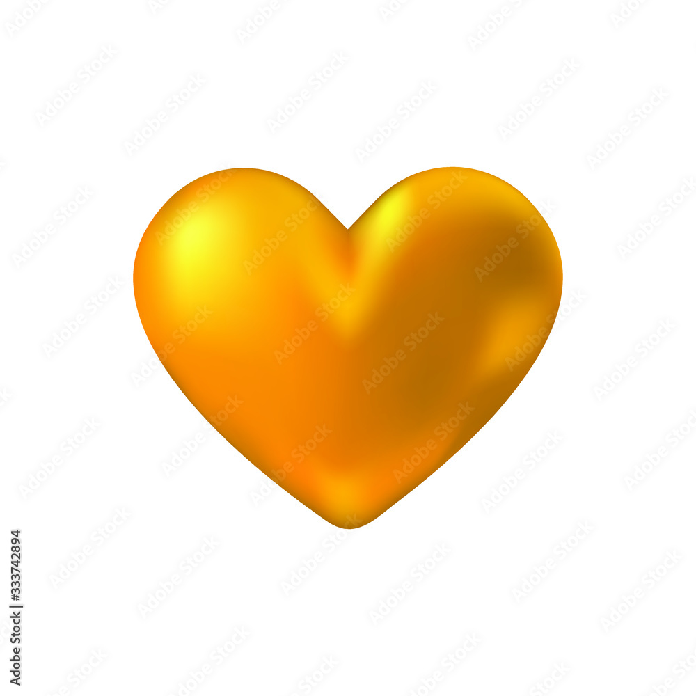 Golden realistic heart vector illustration Golden realistic heart vector illustration