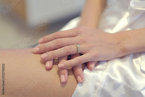 Bride s hand with the engagement ring