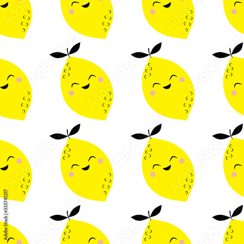 funny lemon seamless pattern isolated on white background