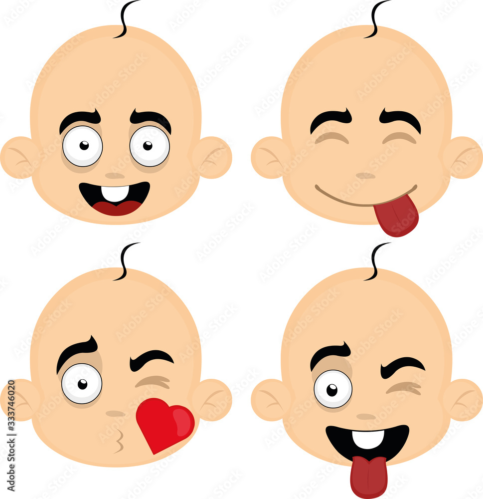 Vector illustration of expressions of a baby's face cartoon Vector illustration of expressions of a baby's face cartoon