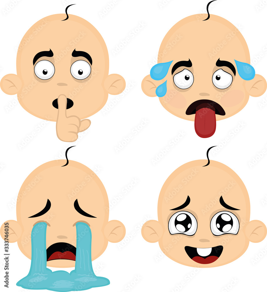 Vector illustration of expressions of a baby's face cartoon Vector illustration of expressions of a baby's face cartoon