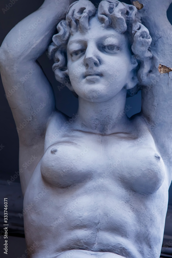 Olympic goddess of love in antique mythology Aphrodite (Venus). Fragment of ancient stone statue.