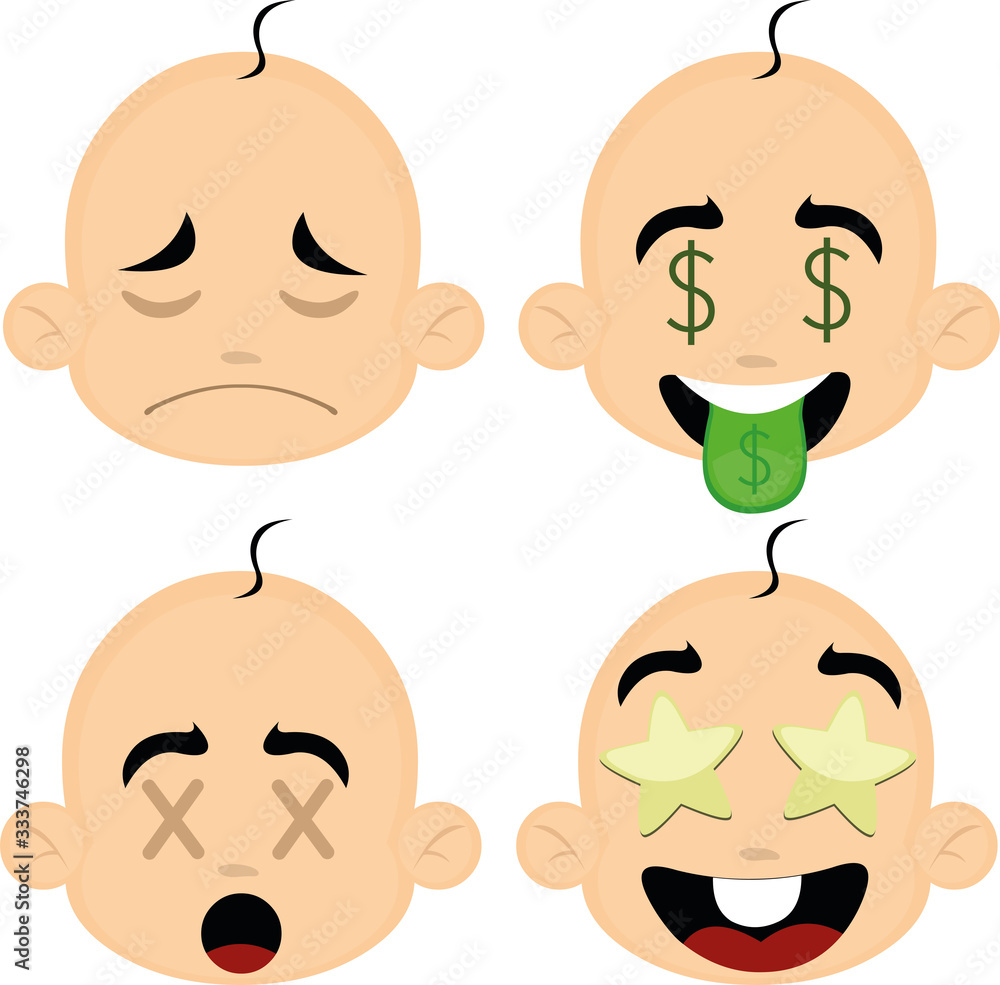 Vector illustration of expressions of a baby's face cartoon Vector illustration of expressions of a baby's face cartoon