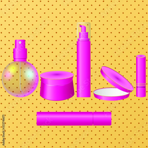 Set of Makeup Products. Cosmetics for skin care and makeup. Vector EPS10
