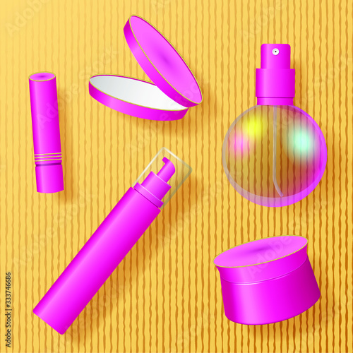 Set of Makeup Products. Cosmetics for skin care and makeup. Vector EPS10