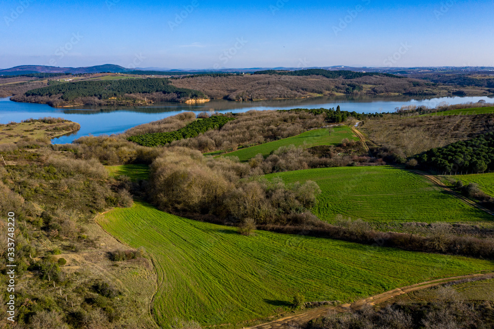 Beautiful wheat field in Tekirdag near the river