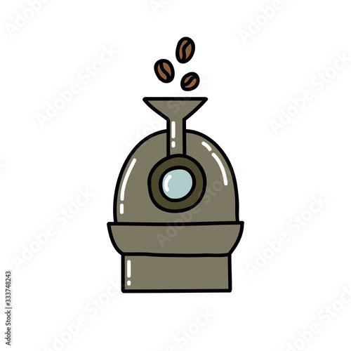 coffee roaster machine doodle icon, vector illustration