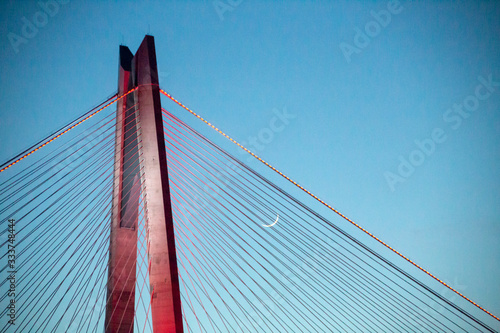 Fototapeta Naklejka Na Ścianę i Meble -  third bridge or yavuz sultan selim bridge with moon in istanbul