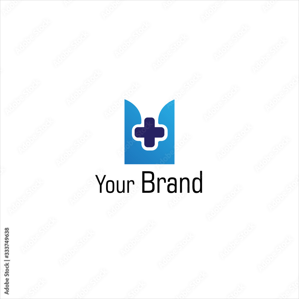 Fototapeta premium A health logo with illustrations of blue buildings for your business, hospital and laboratory needs