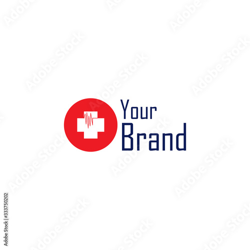 A health logo with illustrations of white crosses for your hospital and laboratory needs