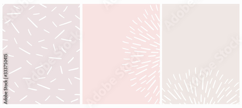 Cute Seamless Geometric Vector Pattern and Layouts. White Free Hand Lines Isolated on a Light Pink and Beige Background. Simple Abstract Vector Prints Ideal for Layout, Cover. © Magdalena