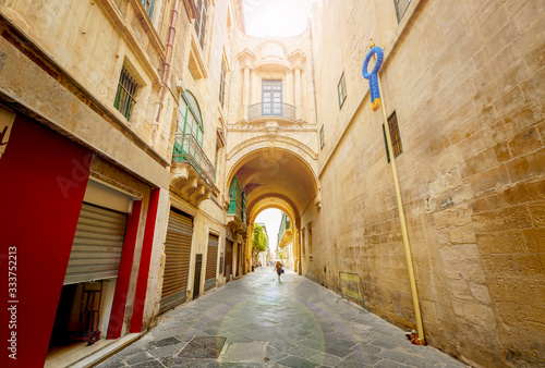 Road between old building in Valletta, Malta © kityyaya