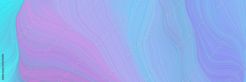 Obraz premium elegant landscape orientation graphic with waves. smooth swirl waves background illustration with light pastel purple, sky blue and turquoise color