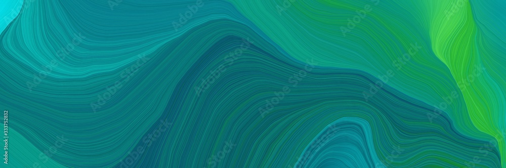 Plakat smooth landscape orientation graphic with waves. curvy background design with teal, lime green and light sea green color