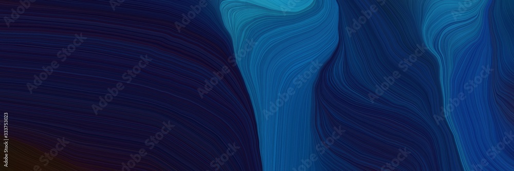 smooth futuristic banner with waves. modern curvy waves background design with very dark blue, strong blue and midnight blue color