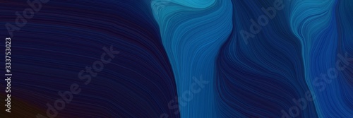 smooth futuristic banner with waves. modern curvy waves background design with very dark blue, strong blue and midnight blue color © Eigens