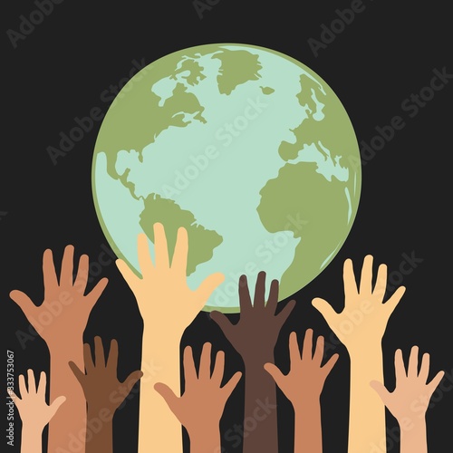 Planet earth and the hands of people