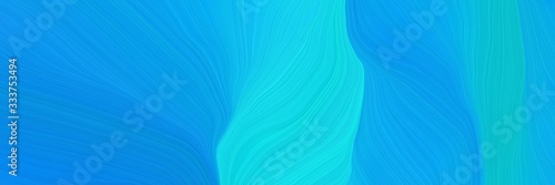 smooth landscape banner with waves. modern curvy waves background design with dodger blue, dark turquoise and bright turquoise color © Eigens