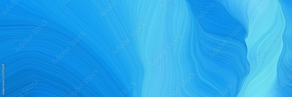 Plakat elegant landscape orientation graphic with waves. modern waves background design with dodger blue, light sky blue and medium turquoise color