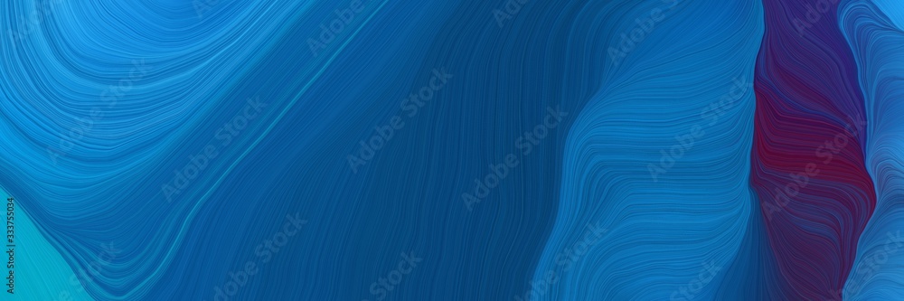 elegant futuristic banner background with strong blue, very dark violet and dodger blue color. smooth swirl waves background design - obrazy, fototapety, plakaty 