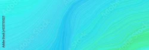 elegant creative banner with turquoise, pastel green and deep sky blue color. modern waves background design