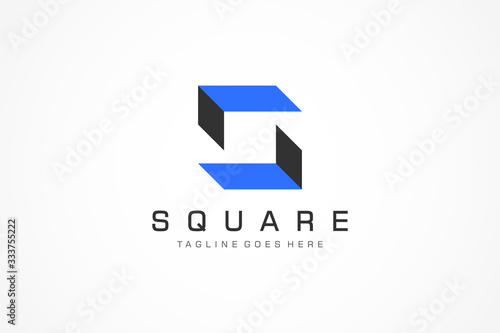 Abstract Letter S Square Logo. Blue Geometric Double Arrow. Usable for Business, Real Estate, Construction, Architecture and Building Logos. Flat Vector Logo Design Template Element.