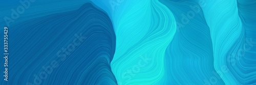 elegant beautiful futuristic banner with strong blue, bright turquoise and dark turquoise color. smooth swirl waves background illustration