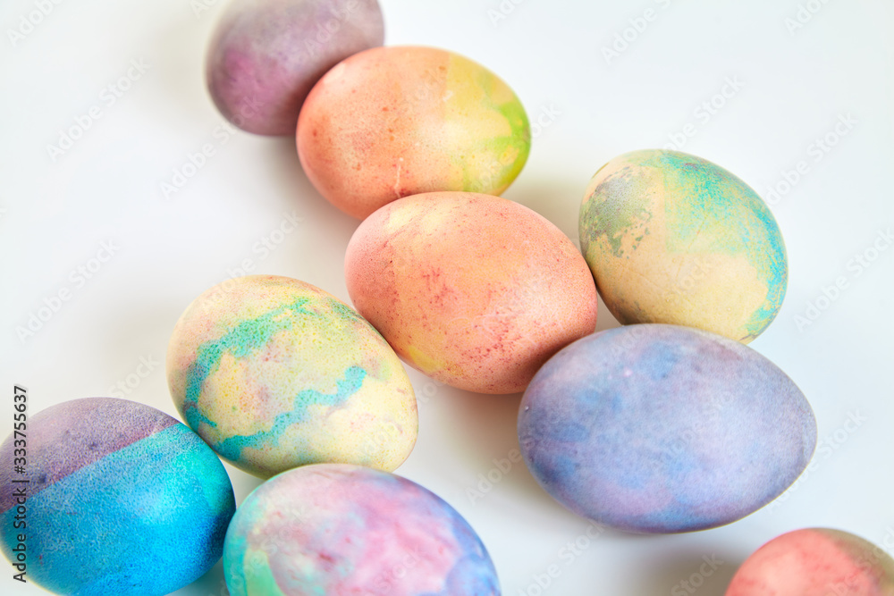 Group of easter painted eggs on white background Group of easter painted eggs on white background