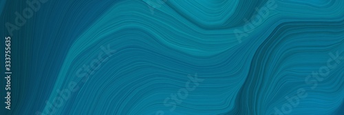 smooth creative banner with teal, very dark blue and dark cyan color. modern curvy waves background design