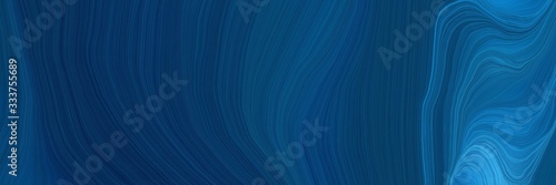 Fototapeta Naklejka Na Ścianę i Meble -  elegant landscape orientation graphic with waves. modern soft curvy waves background illustration with midnight blue, steel blue and strong blue color