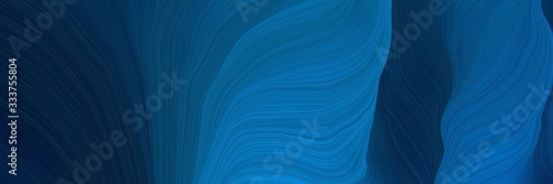 smooth futuristic background banner with very dark blue, strong blue and teal color. elegant curvy swirl waves background illustration © Eigens