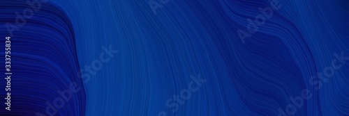 smooth landscape orientation graphic with waves. smooth swirl waves background design with midnight blue, strong blue and very dark blue color © Eigens