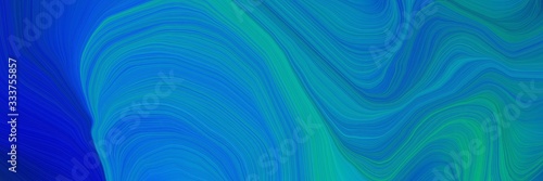 smooth futuristic banner background with strong blue, medium blue and light sea green color. modern curvy waves background illustration