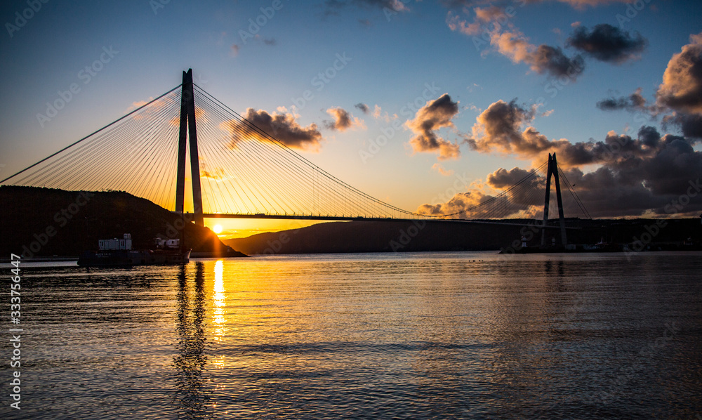 Fototapeta premium third bridge or yavuz sultan selim bridge at Night