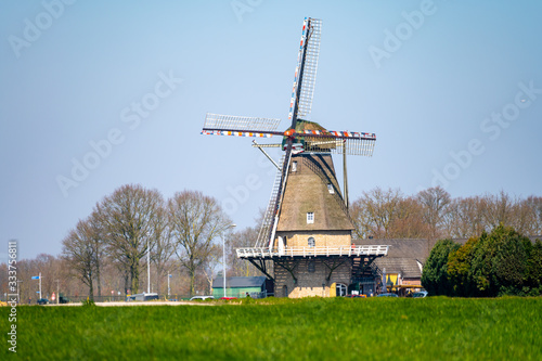 Traditional old Dutch wind mill in North Brabant