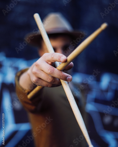 Young man playing drums