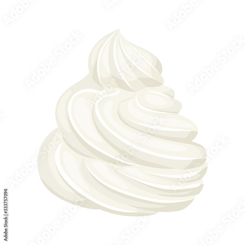 Whipped cream isolated on white background. Vector illustration of dessert in cartoon flat style. Food icon.