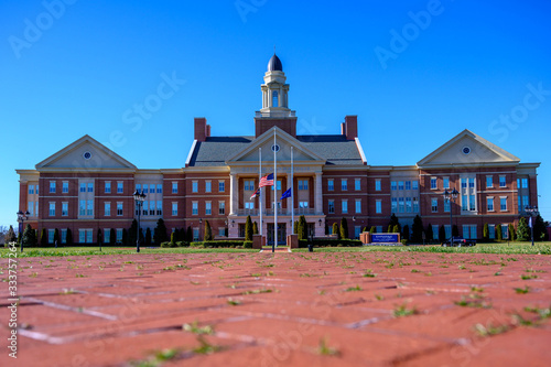 Low angle of the Kannapolis Government complex. Downtown Kannapolis center.