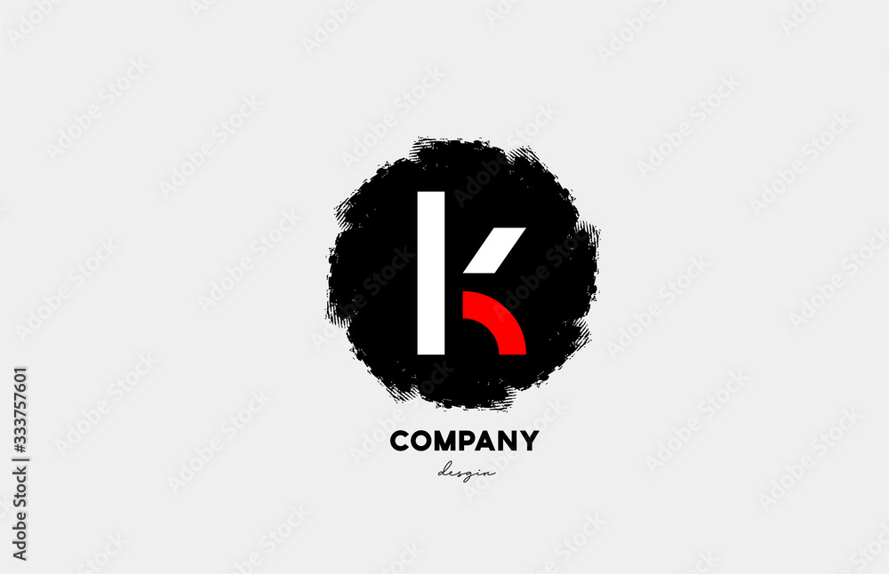 K red white black letter alphabet logo icon with grunge design for company and business K red white black letter alphabet logo icon with grunge design for company and business