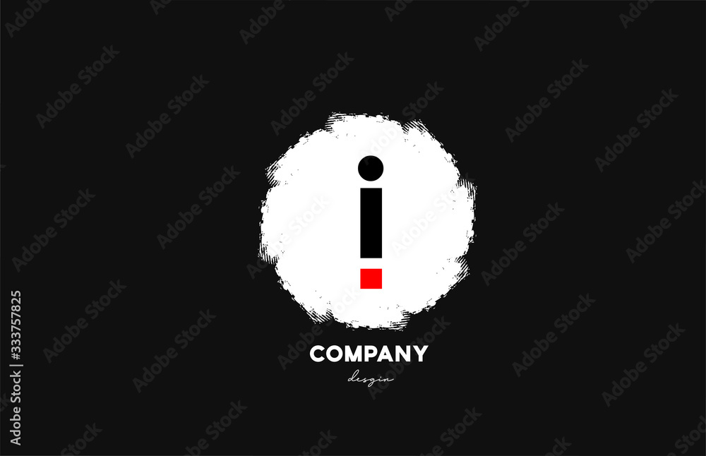 I black red white alphabet letter logo icon with grunge design for company and business I black red white alphabet letter logo icon with grunge design for company and business