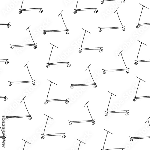 seamless pattern scooter background, simple design. doodle scooter. Vector hand drawn illustration