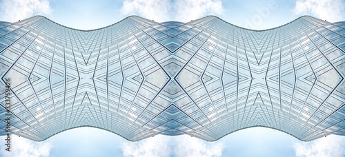 Bild auf Leinwand underside panoramic and perspective view to steel blue glass high rise building