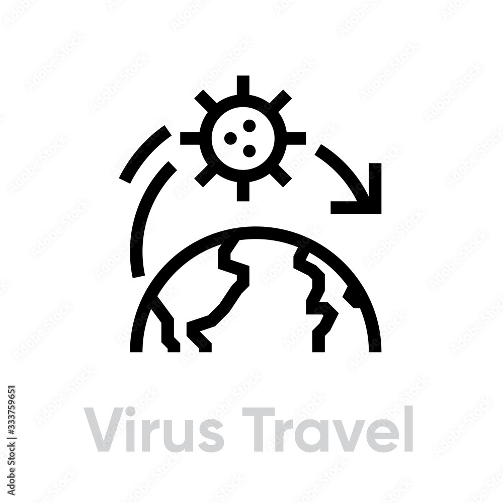Virus Travel Spread icon. Editable line vector. Virus Travel Spread icon. Editable line vector.