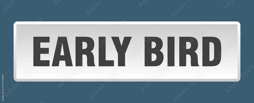 early bird button. early bird square white push button early bird button. early bird square white push button